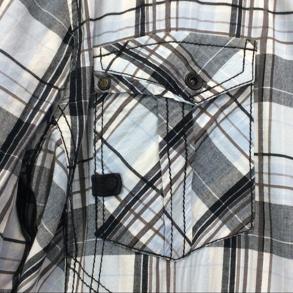 BKE Buckle Black Label Shirt Men's Large Slim Fit Snap Plaid Long Sleeve Graphic - Picture 4 of 12
